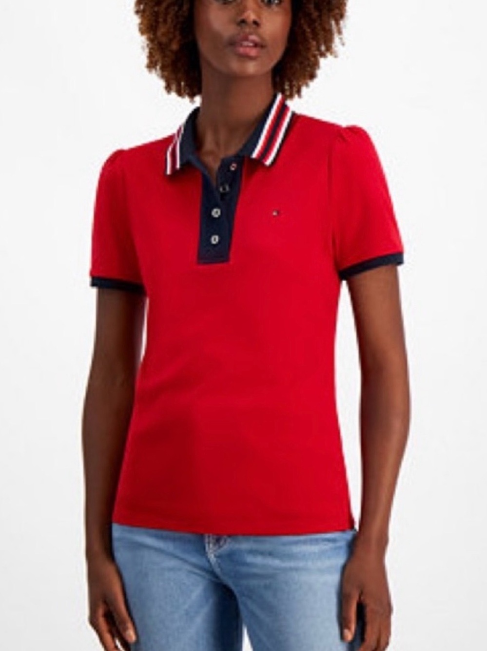Tommy Hilfiger Red Polo with Navy Placket and Trim